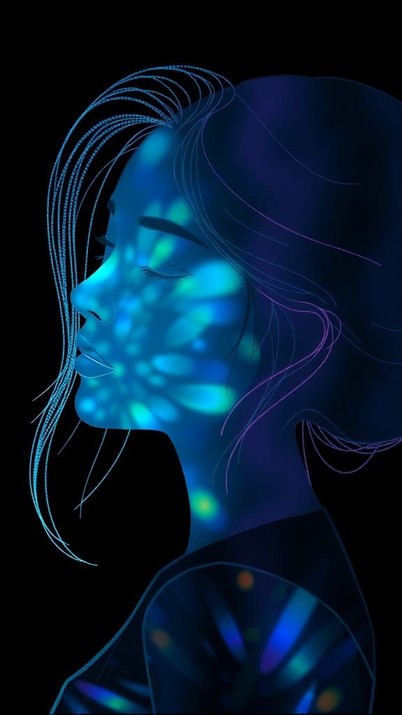 Iridescent Silhouette Portrait in Surreal Style