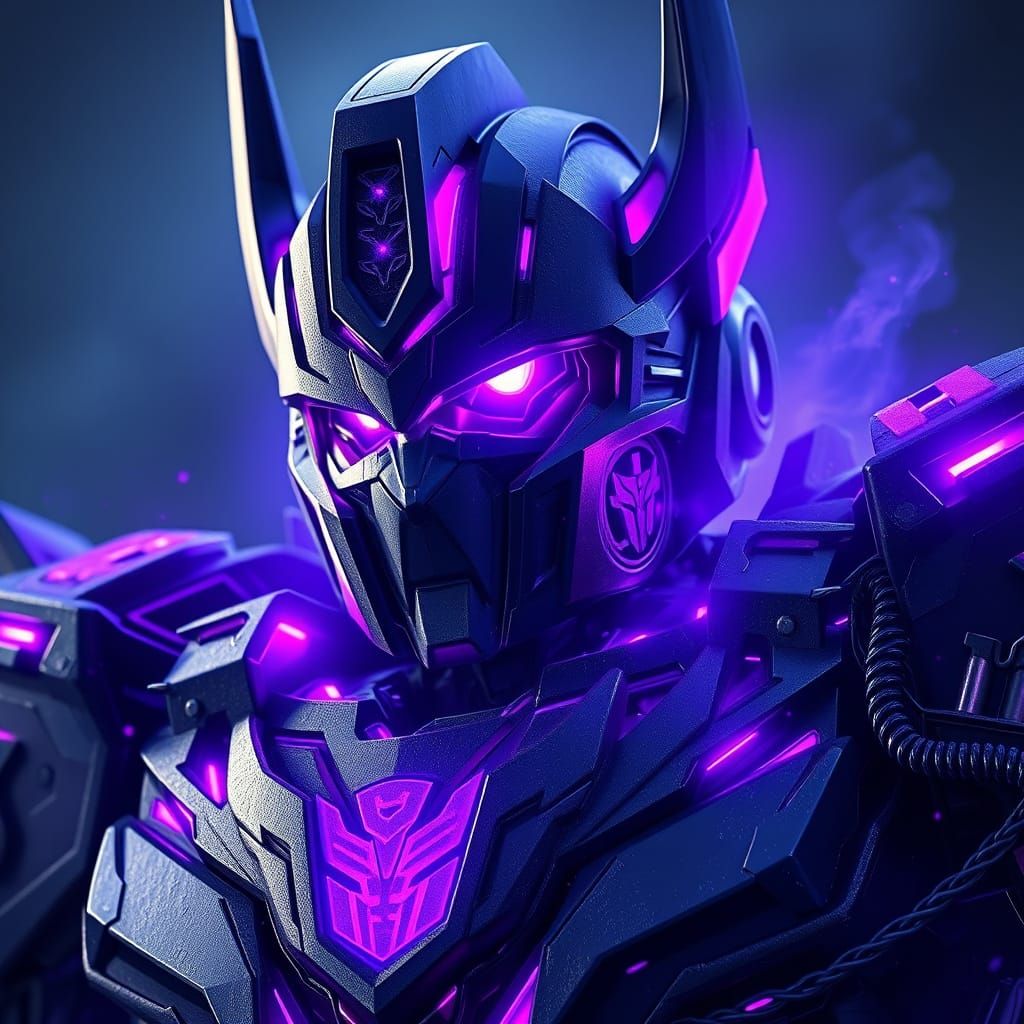 Cyberpunk Optimus Prime with Decepticon Logo in Neon Purple ...