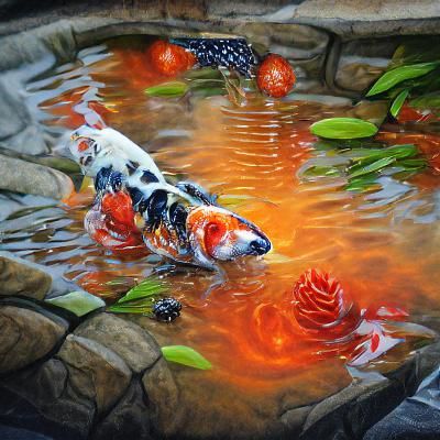 Tranquil Koi Pond with Colorful Fish