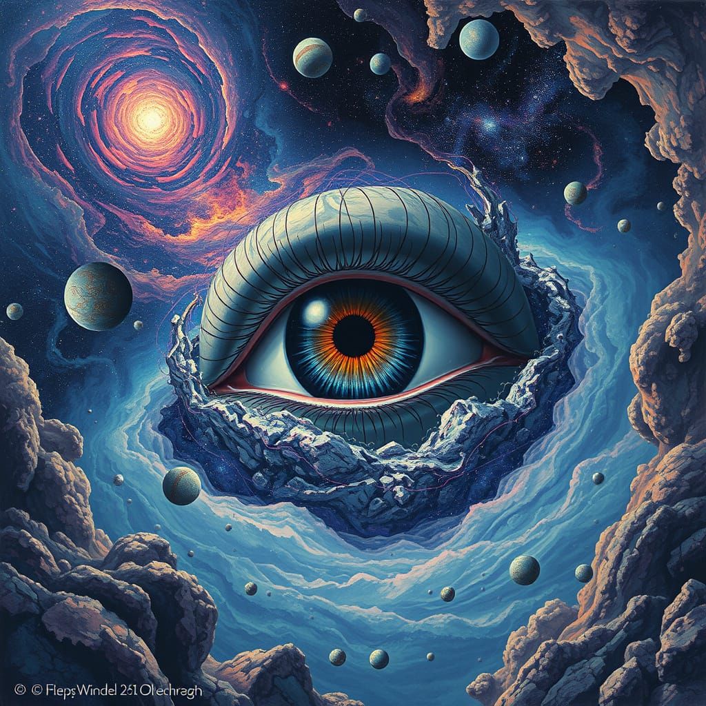 Cosmic Eye Gazing from Space, Surreal Art
