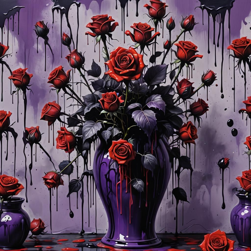 Creepy Roses in Graffiti Art Style