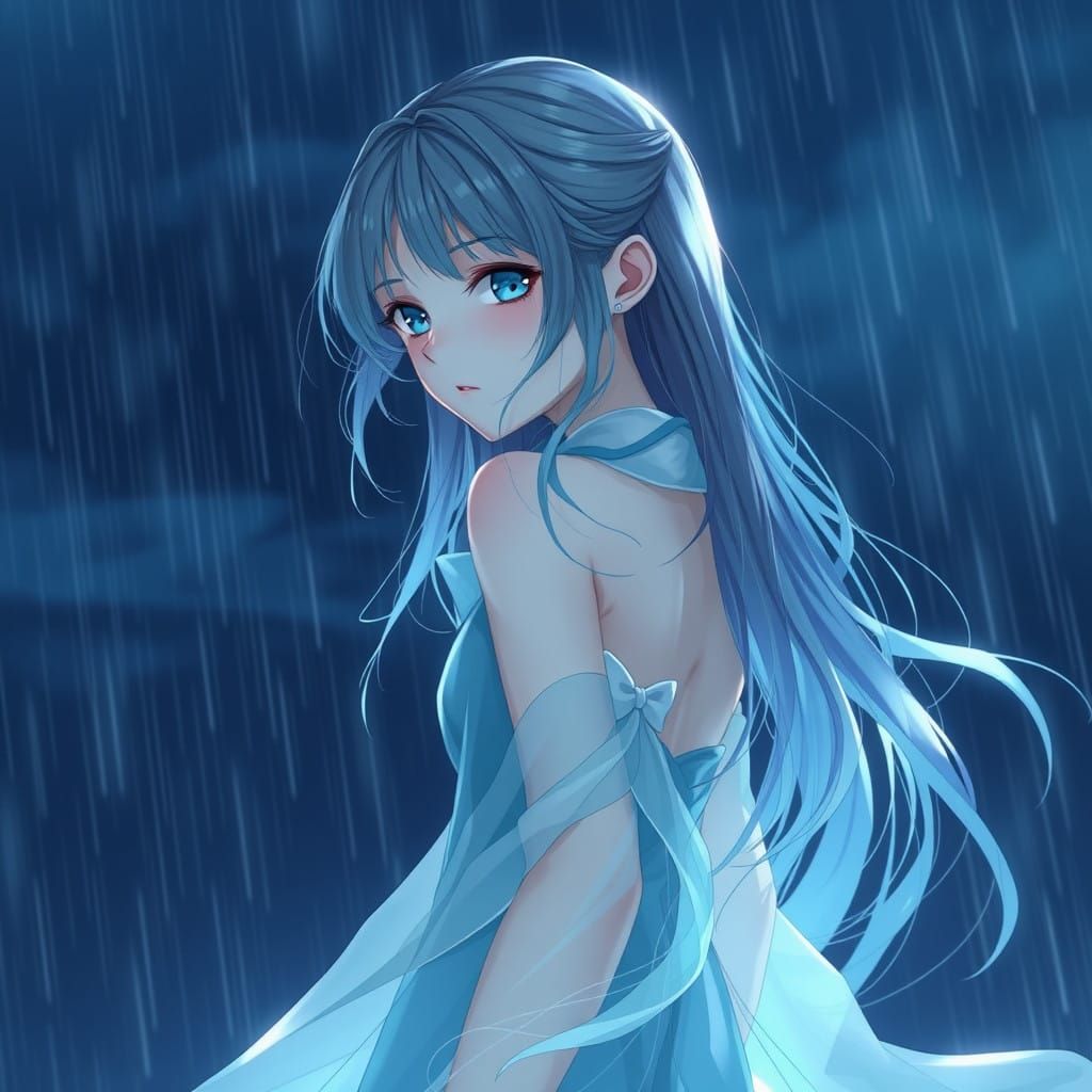 Ethereal Goddess in Watery Blue Attire