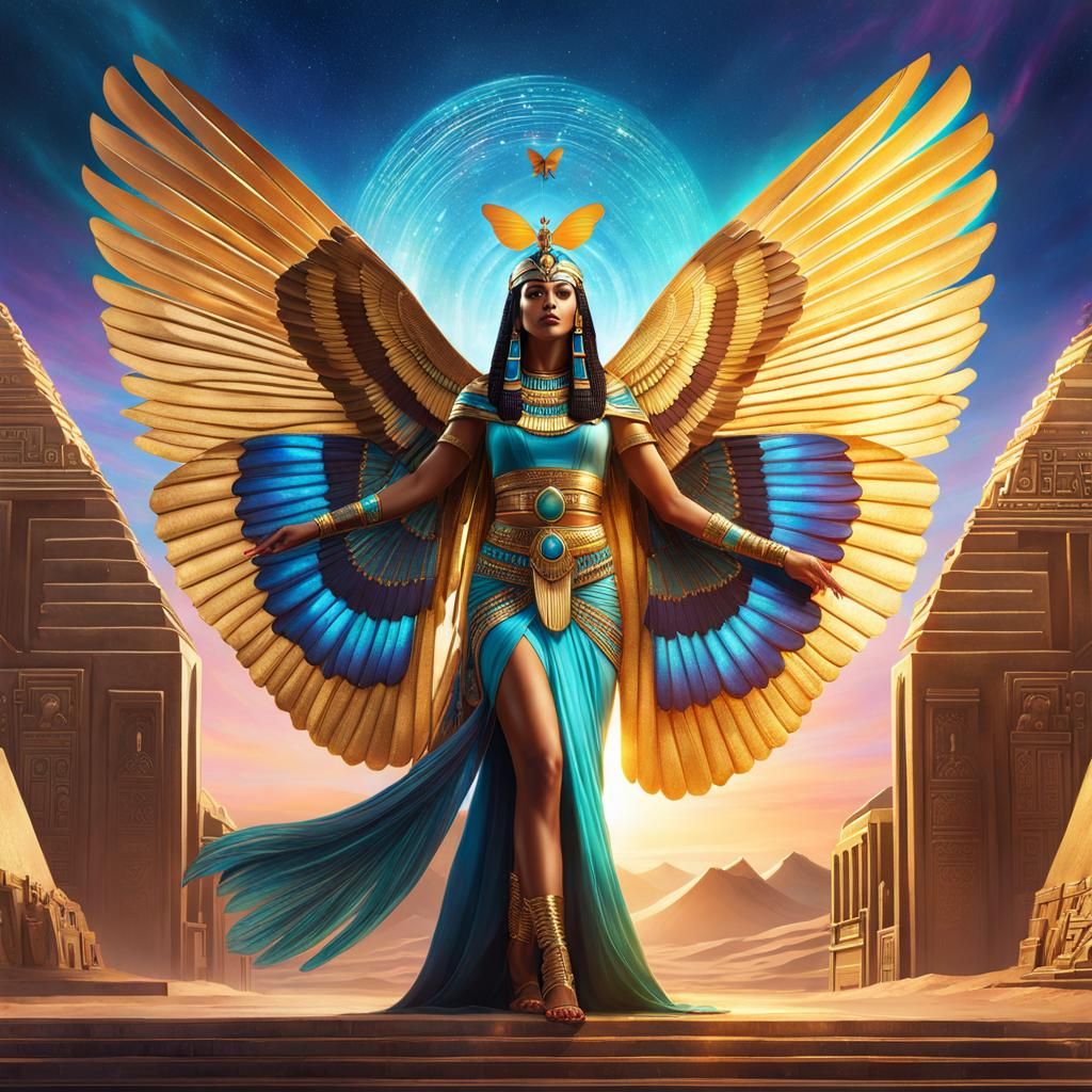 Egyptian Goddess Isis with Butterfly Wings