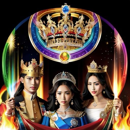 Multi-Ethnic Royal Family Crowned in Rainbow Fire