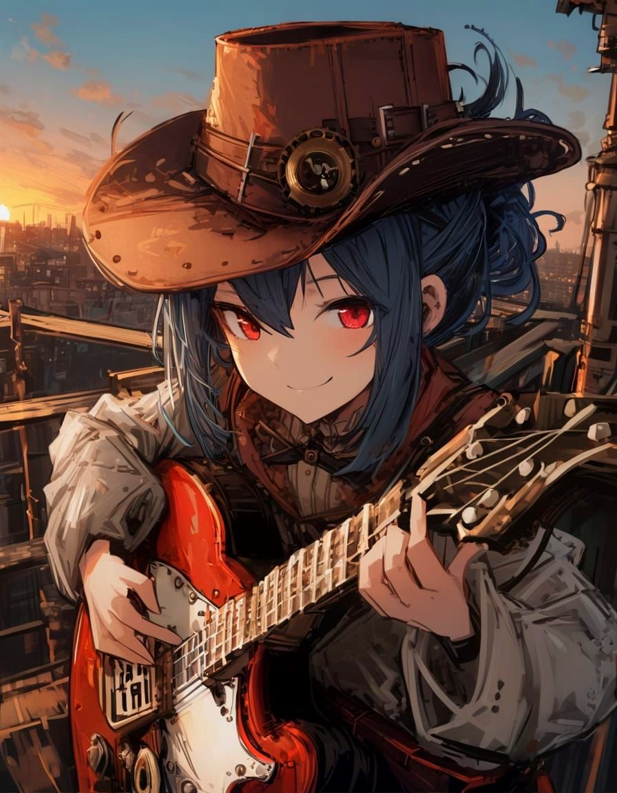 Steampunk Rockstar Serenades Rooftop Sunset