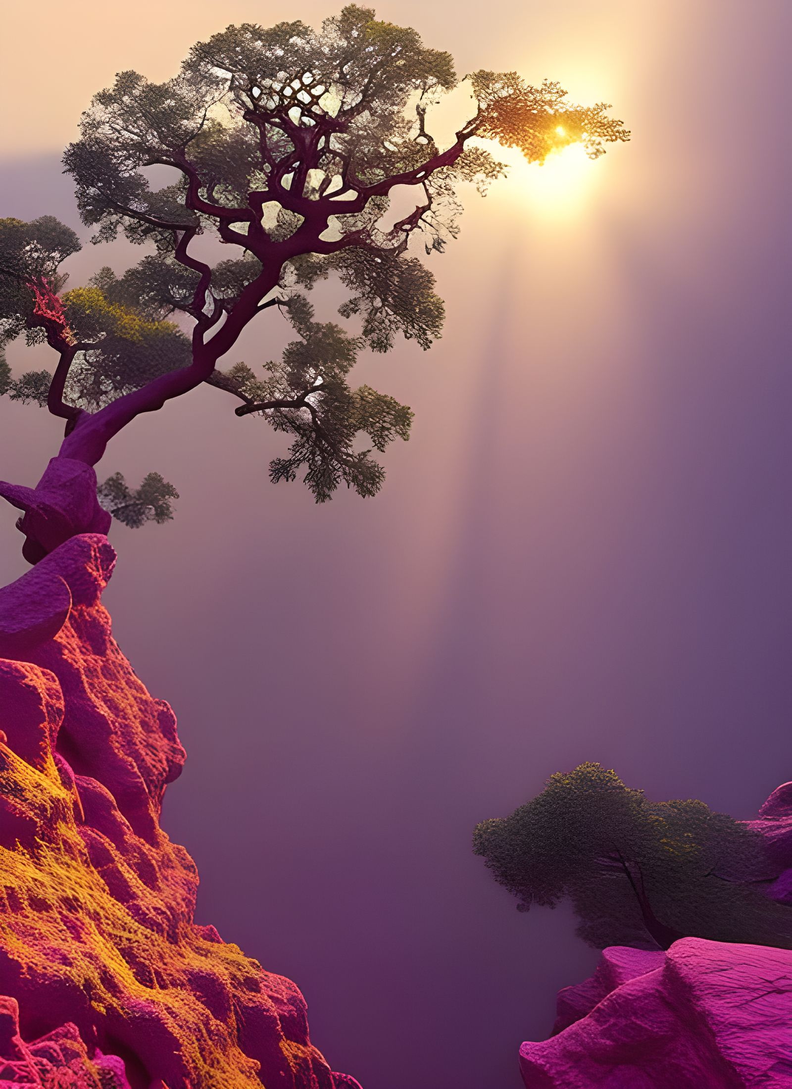 Recursive Fractals in Fractalpunk Style with Neon Accents