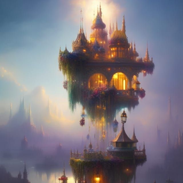 Magical Floating Glass Castle in the Sky