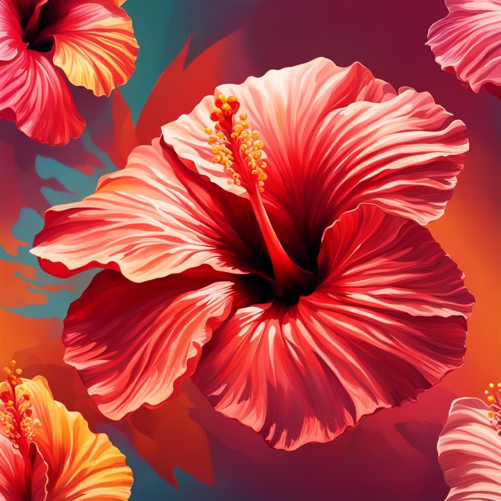 Hyperrealistic Hibiscus Flower in Splash Art Style