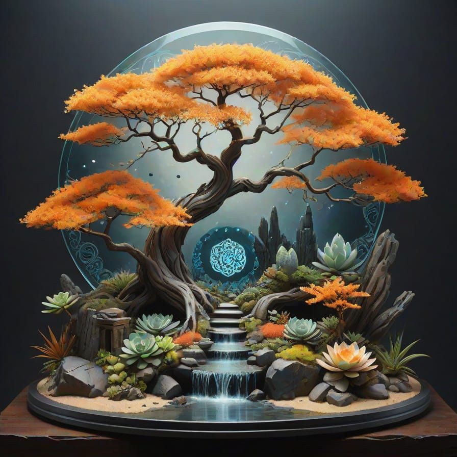 Mystical Sacred Geometry Scene with Radiant Crystalline Stru...