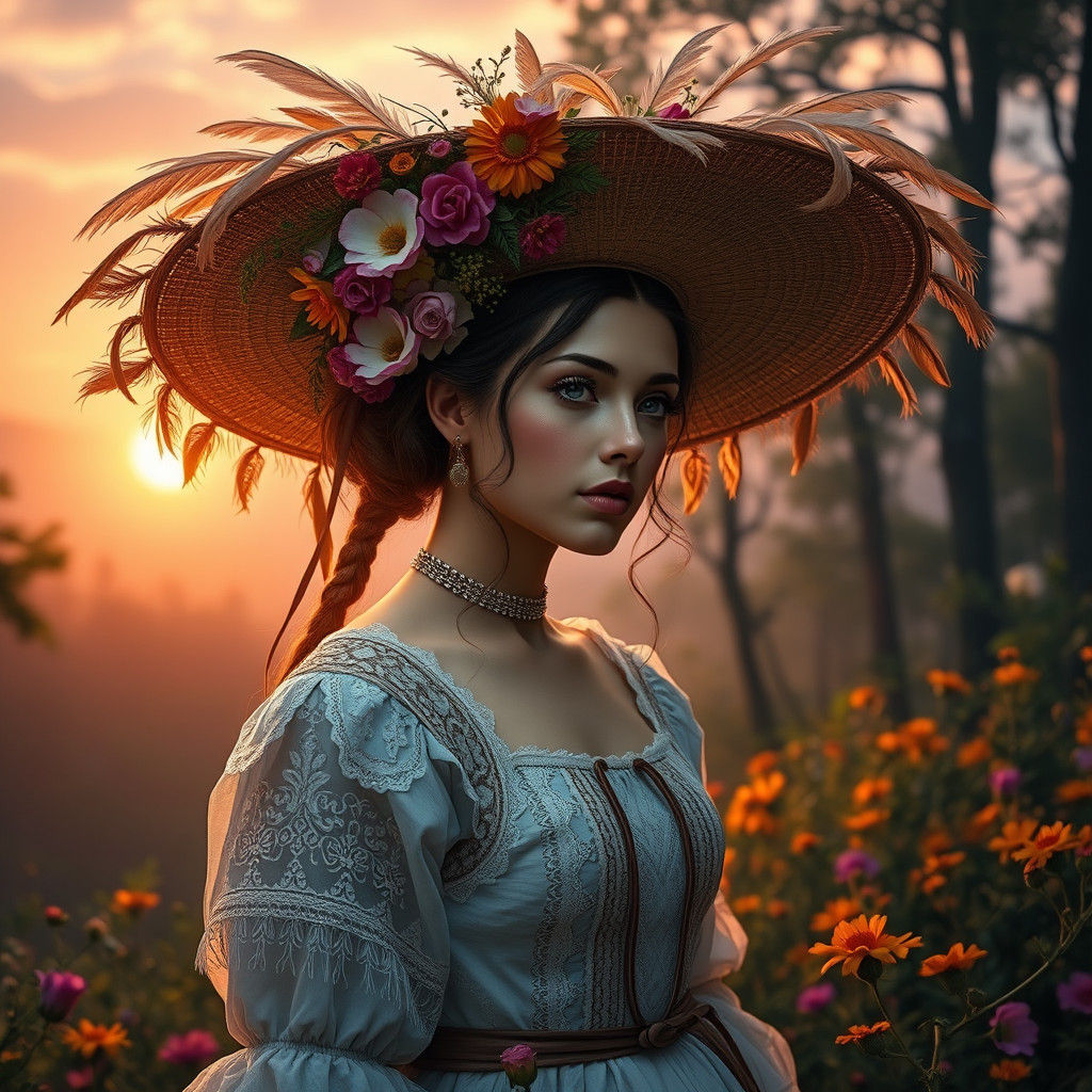 Hungarian Woman in Mystical Forest: Digital Matte Painting