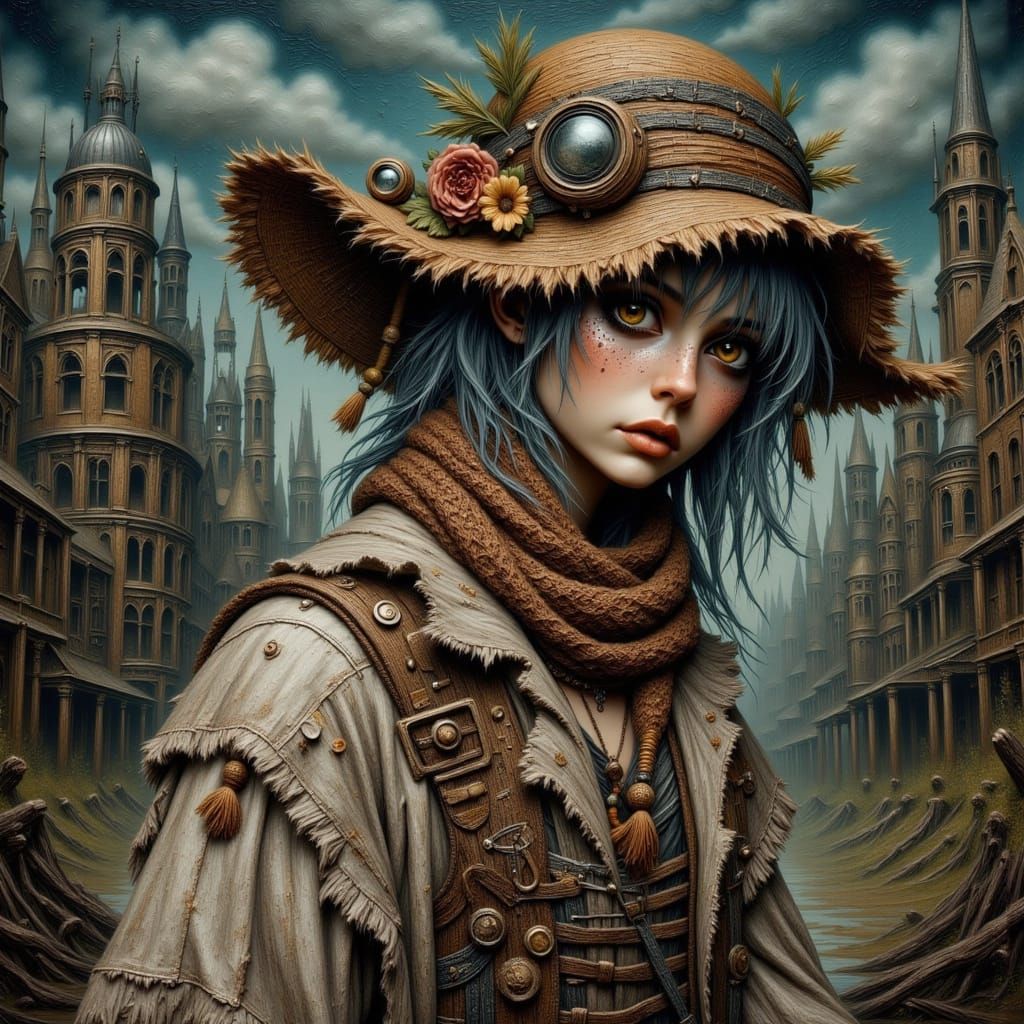 Soulful Protester's Lament in Impasto Style