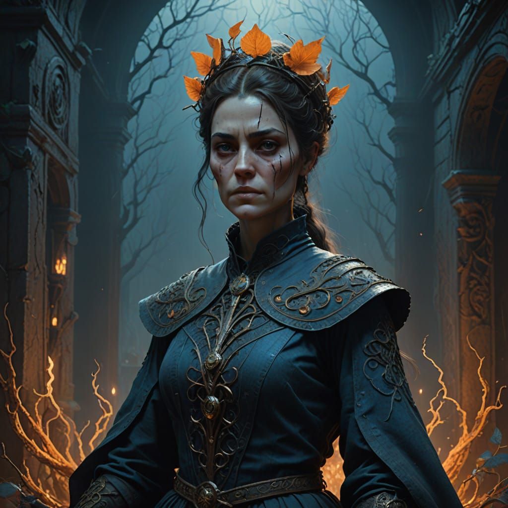 Regal Scissors Goddess in Vibrant Surrealist Dreamscapes