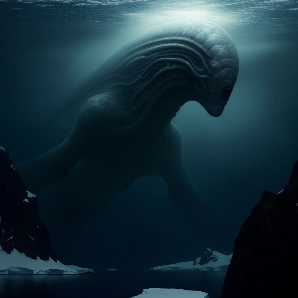 Colossal Antarctic Sea Creature in Giger Style
