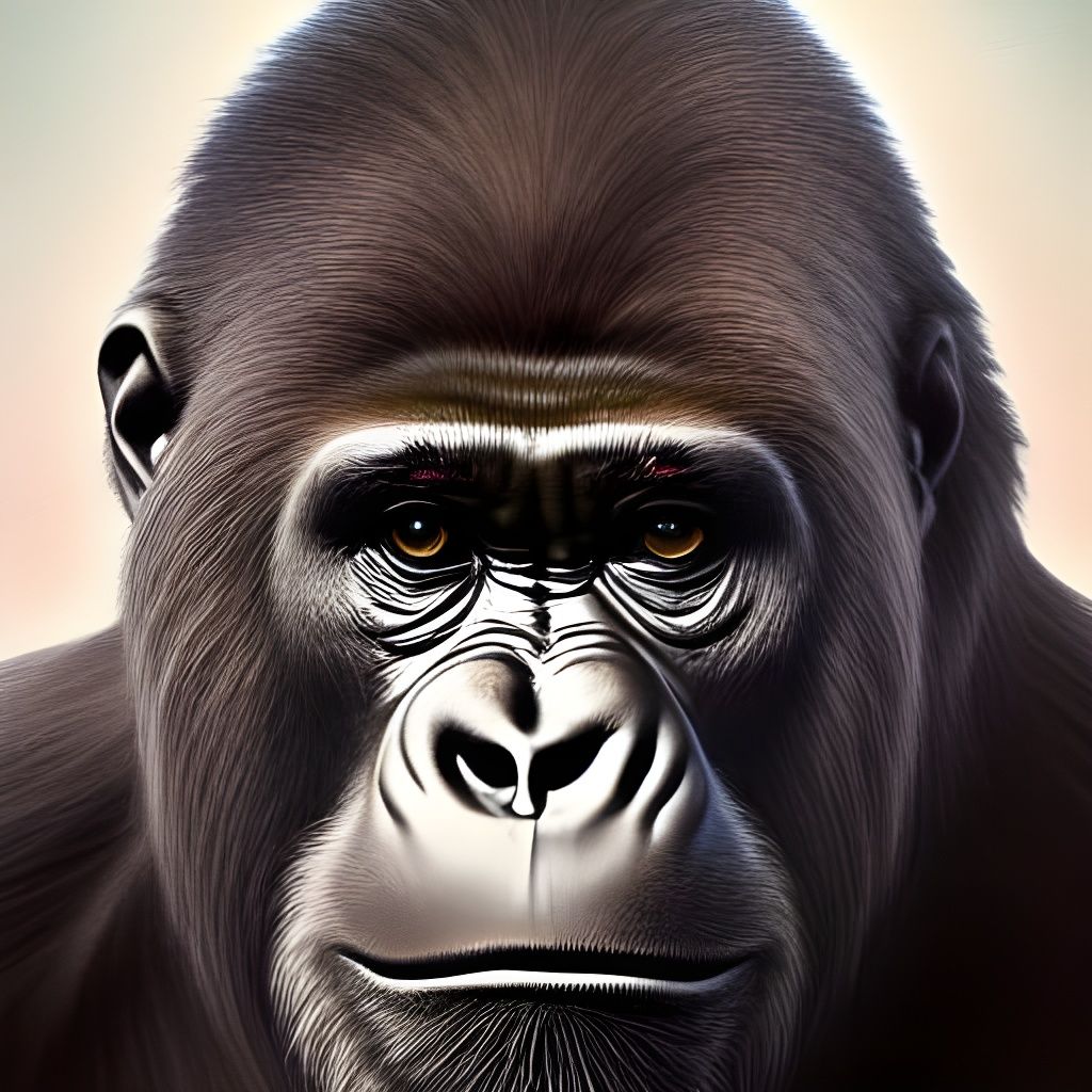 Stoic Gorilla Portrait in Trash Polka Style