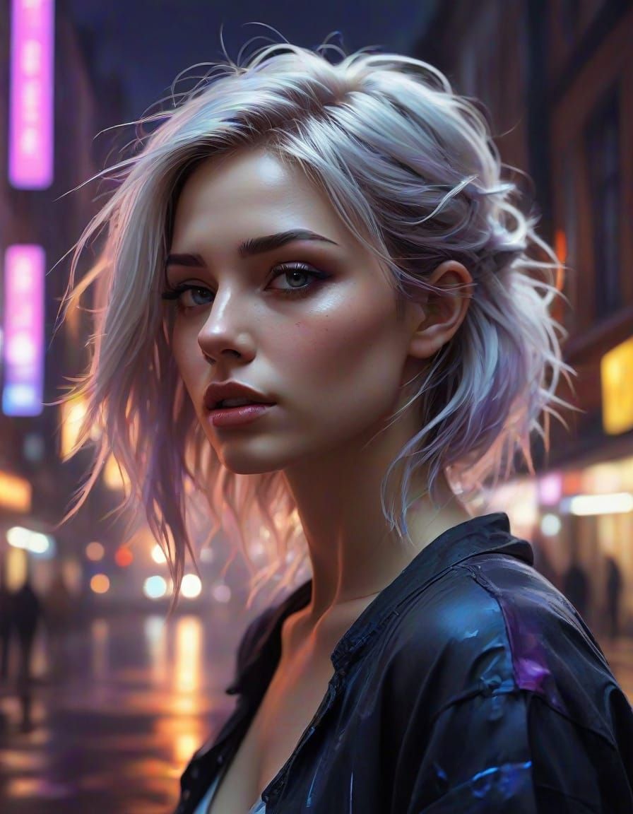 Urban Cyberpunk Fantasy Woman Portrait