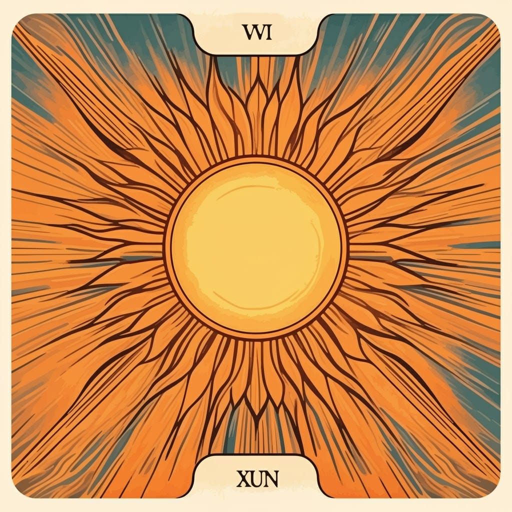 Stylized Sun Tarot Card in Comic Style