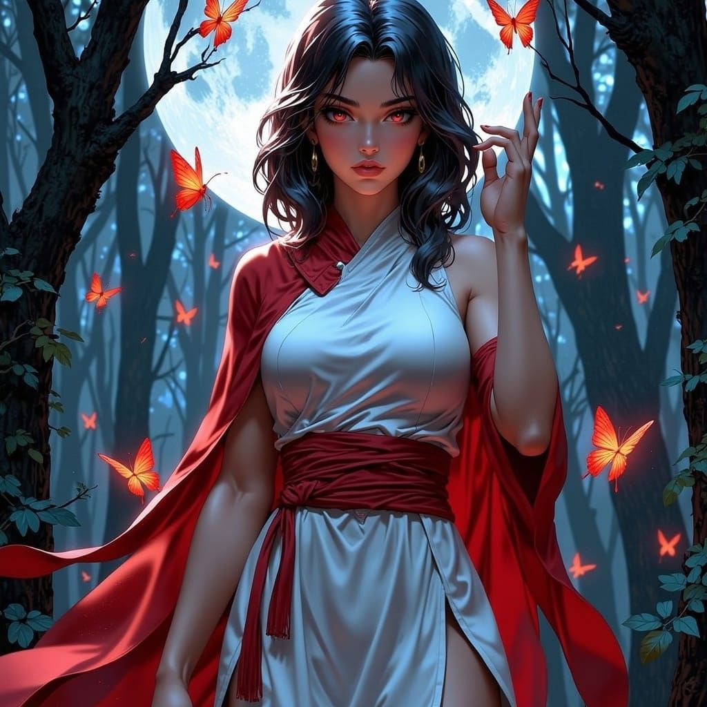 Mystical Ninja in Moonlit Forest