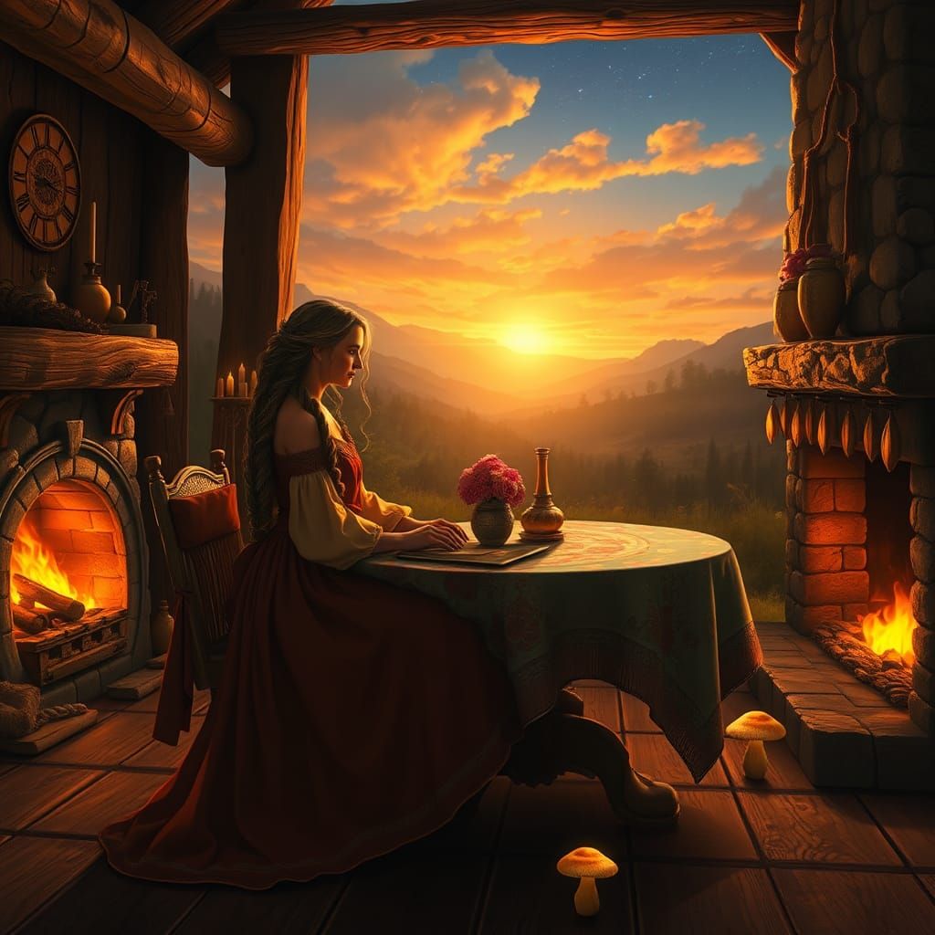 Romantic Couple in Rustic Home on Distant Planet