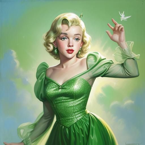 Marilyn Monroe as Tinkerbell, Oil Painting
