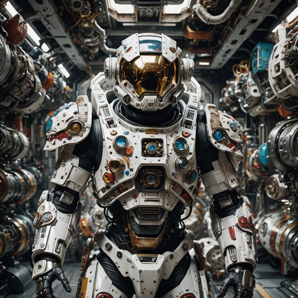 Biomechanical Astronaut in Gritty Sci-Fi Armor