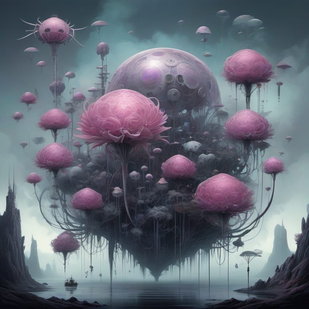 Surreal Gothic Steampunk Landscape Painting