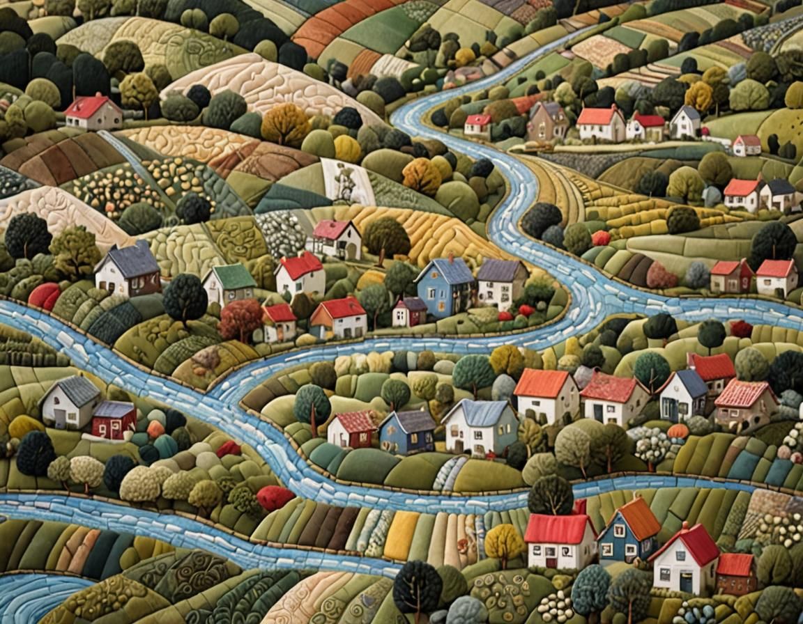 Patchwork Quilt of a Rolling Countryside Landscape
