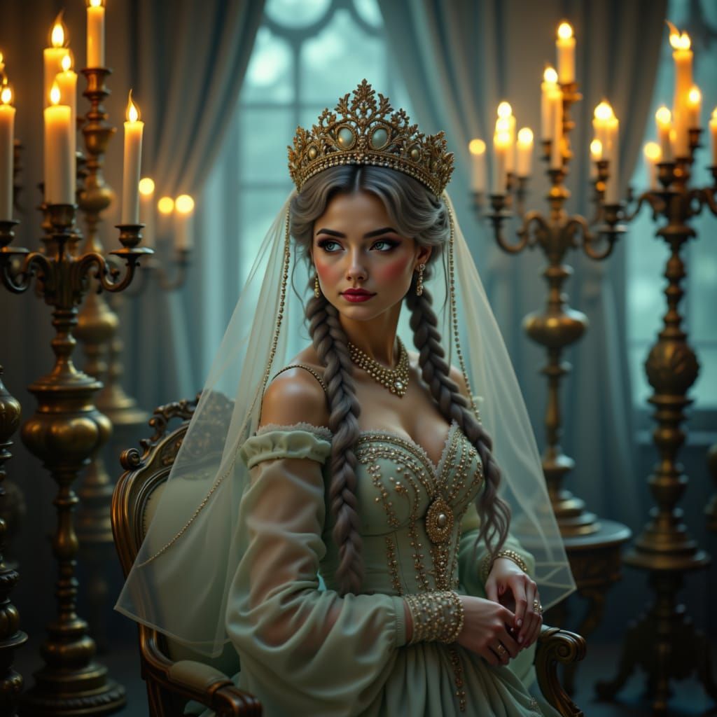 Ethereal Tsarina Evdokija in Misty Atmosphere, 19th Century ...