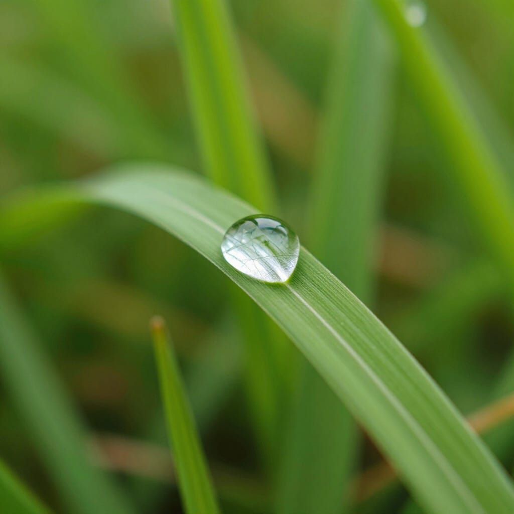 Macro Dewdrop on Emerald Grass: A Perfect Moment