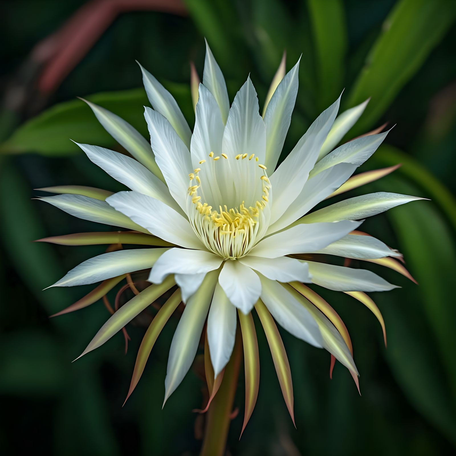 Hyper-Realistic Night-Blooming Cereus in Full Bloom