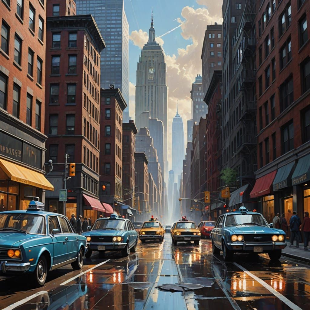 Daleks Invade New York City Street with Twin Towers