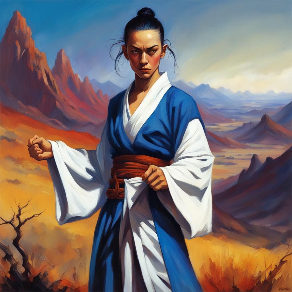 Young Monk in Magic the Gathering Style