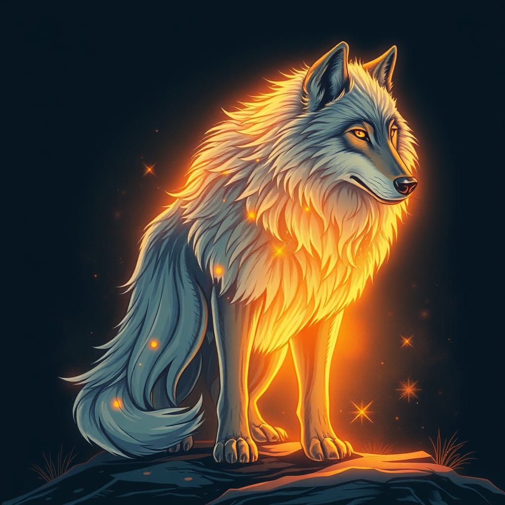 Majestic Wolf Illuminates its Surroundings with Volumetric G...