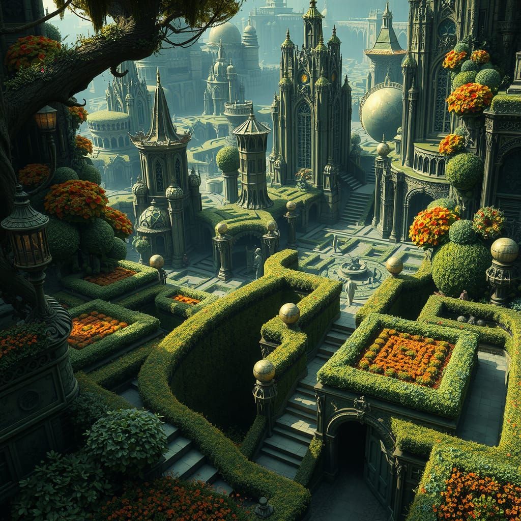 Fantasy Hedge Maze in Borderland Masterpiece Style