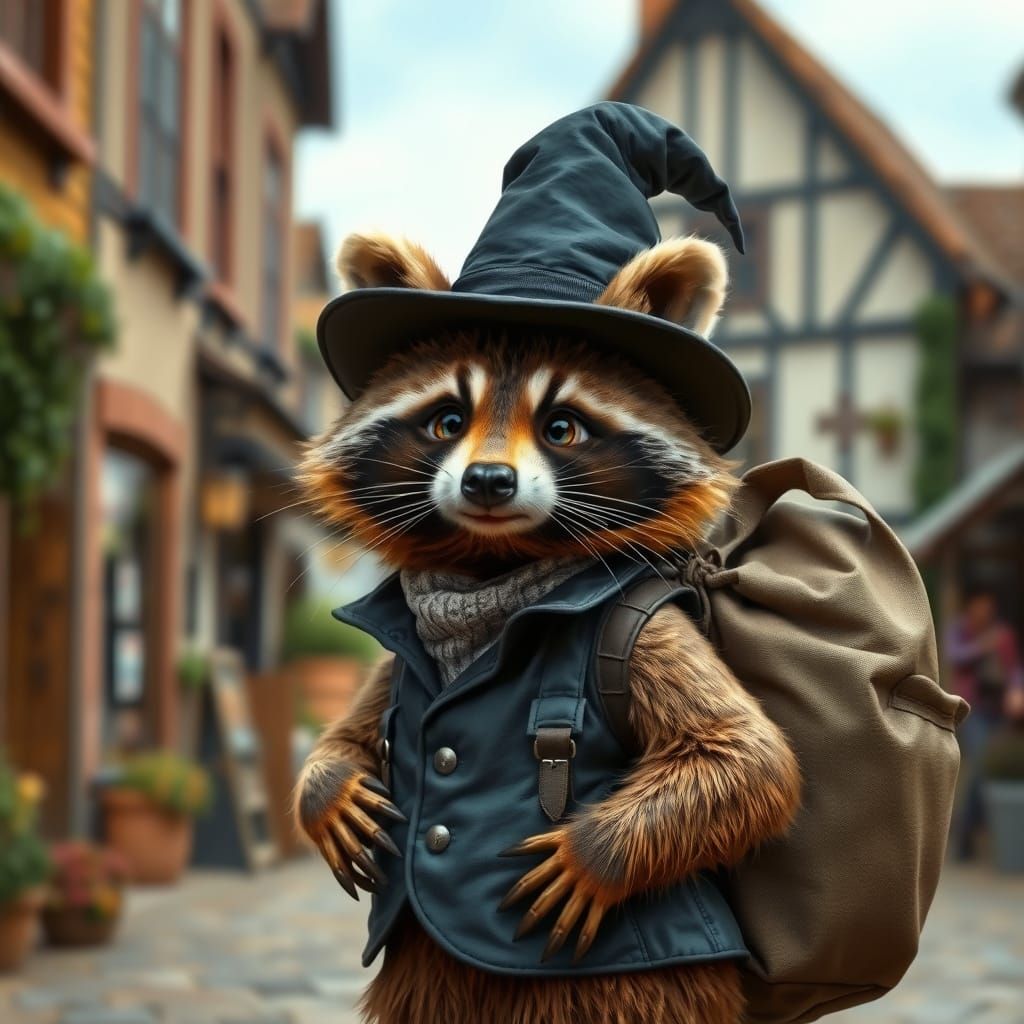 The raccoon is ready to travel.