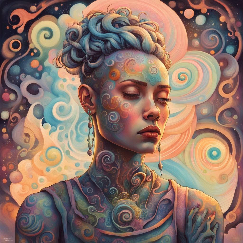 Solar Punk Portrait with Glowing Tattoos