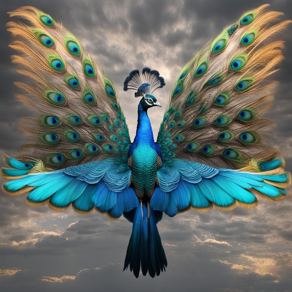 Diamond Winged Peacock Takes Flight