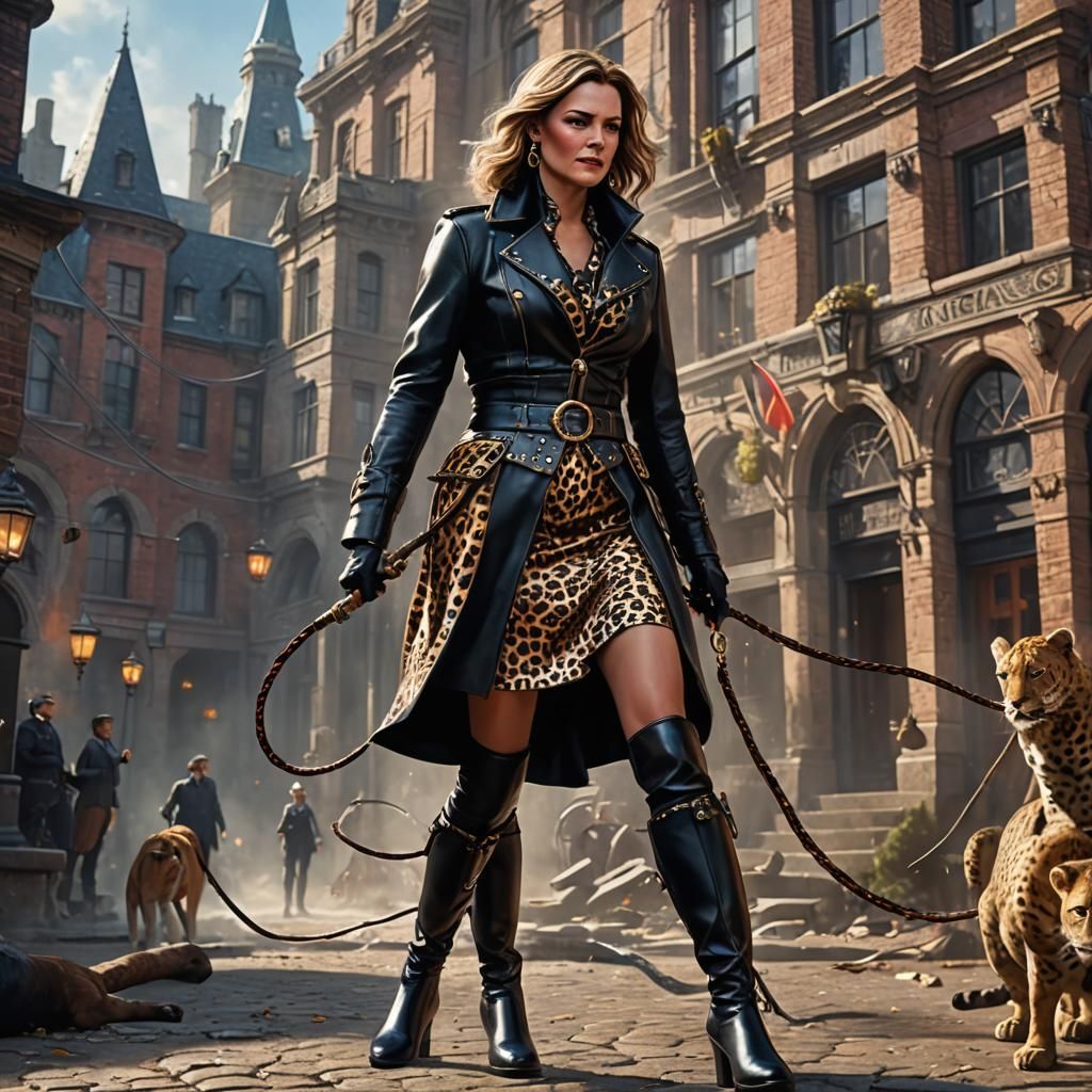 Cougar in Leather at City Ball: Detailed Matte Painting