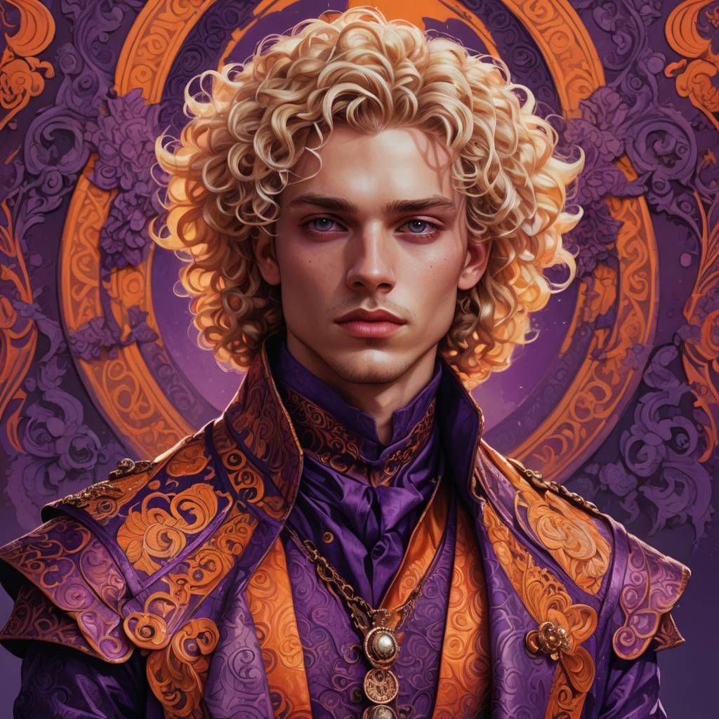 Gaudy Portrait of Blond Man in Fantasy Art Style