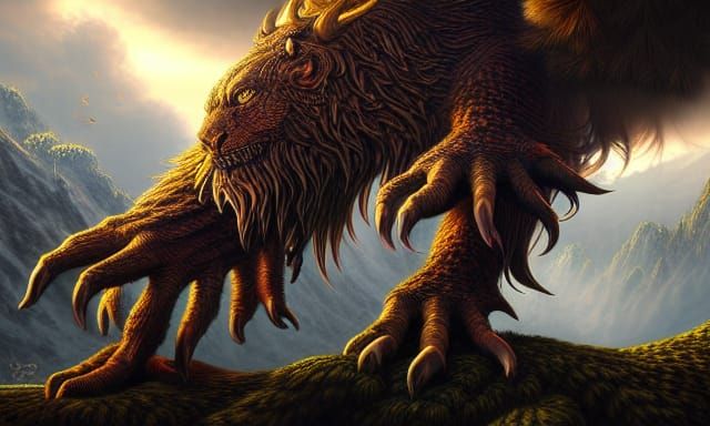 Hyperrealistic Beast King in Detailed Fantasy Painting