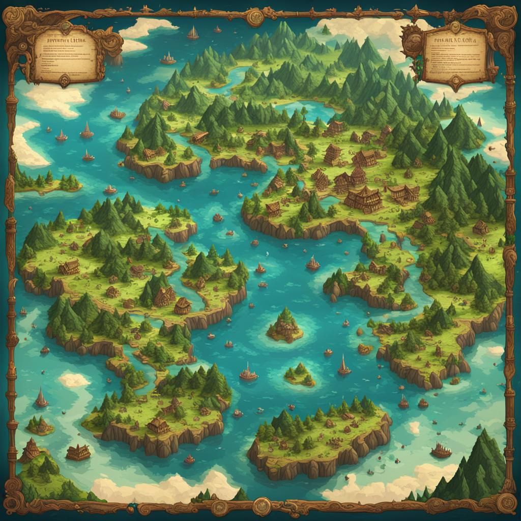 Fantasy World Map in Video Game Style