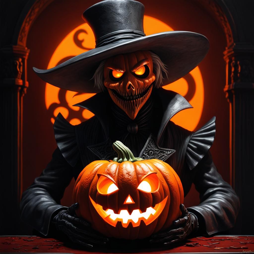 jack the ripper with pumpkin head