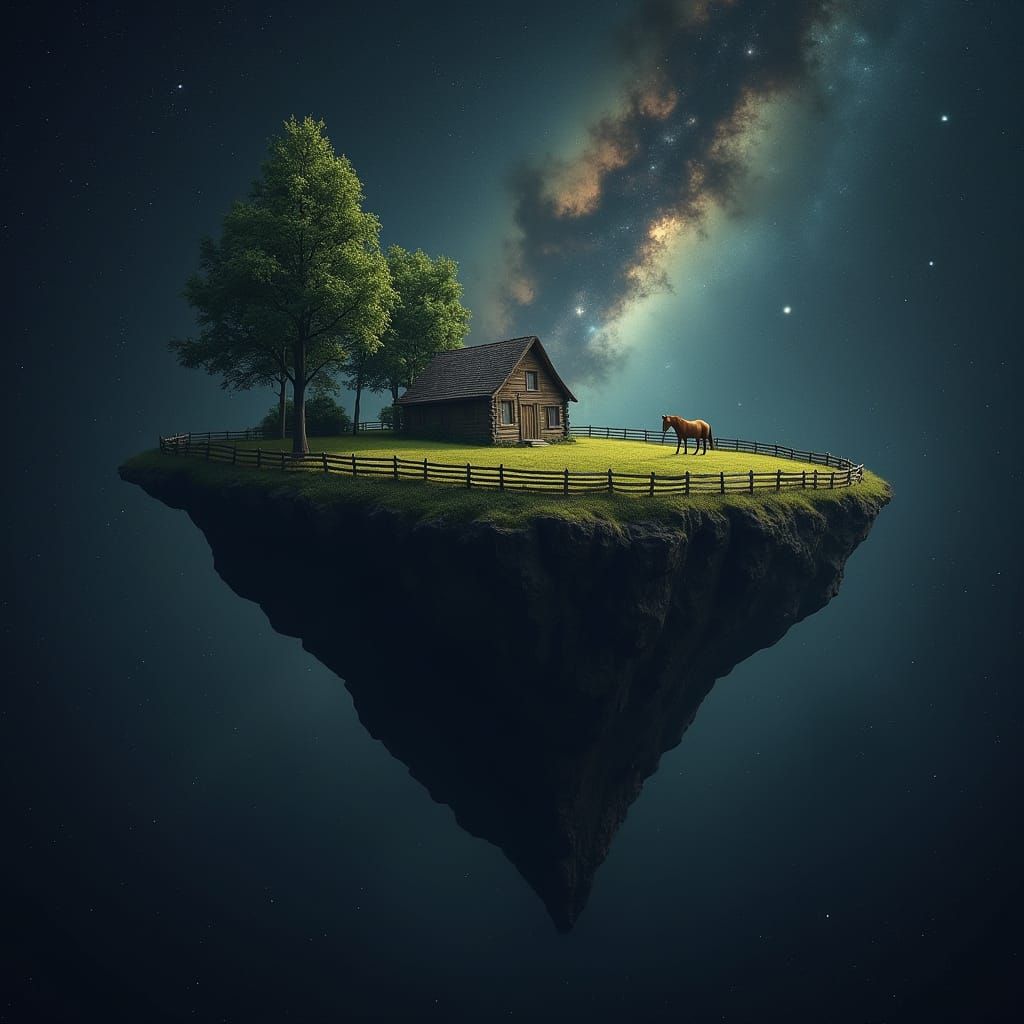 Cosmic Isolation: Inverted Mountain Shores in the Vast Void