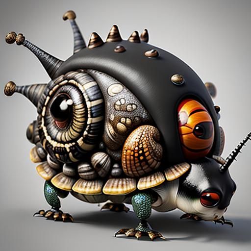 Surreal Snail Ladybug Hybrid in 3D