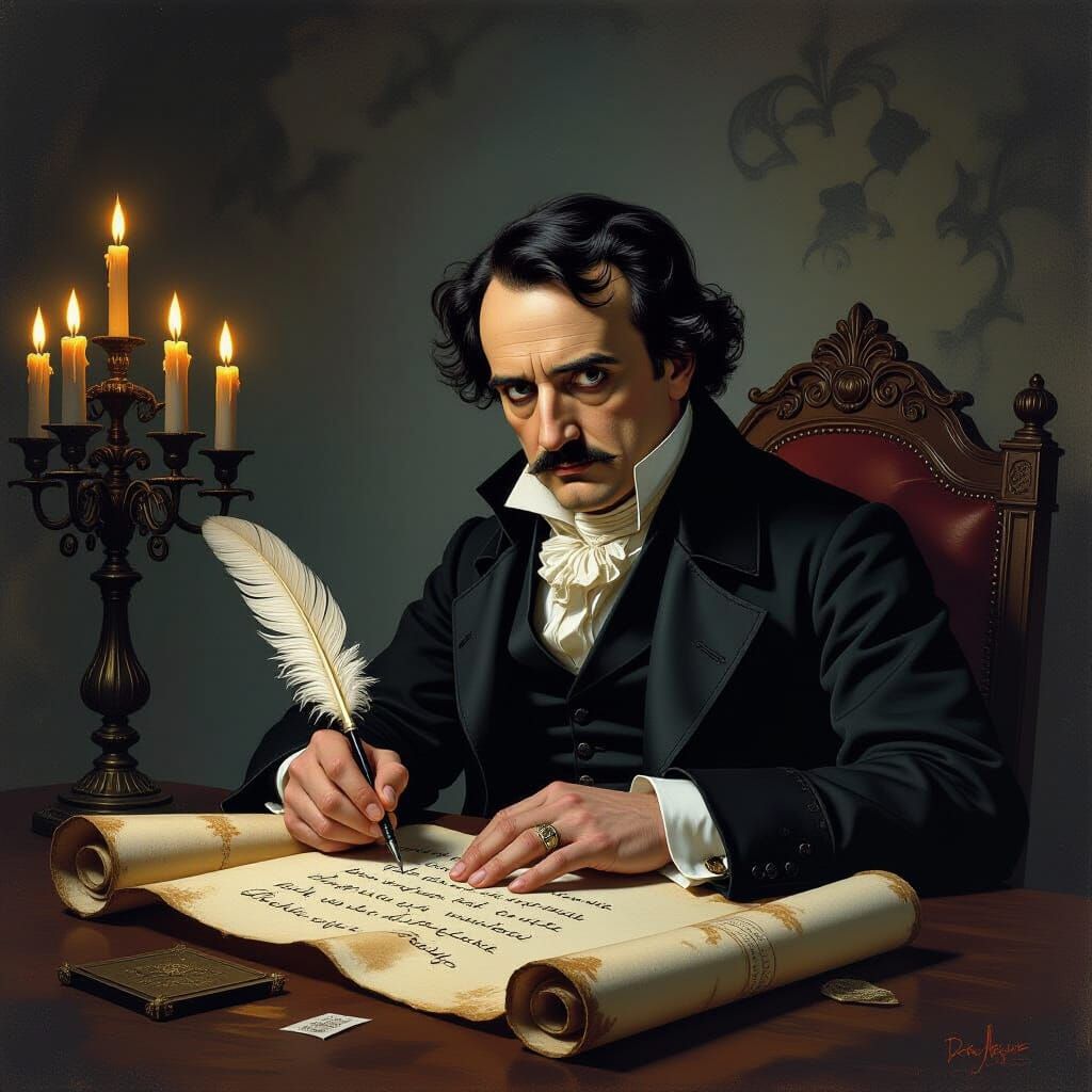 Edgar Allan Poe Contemplating Gothic Horror