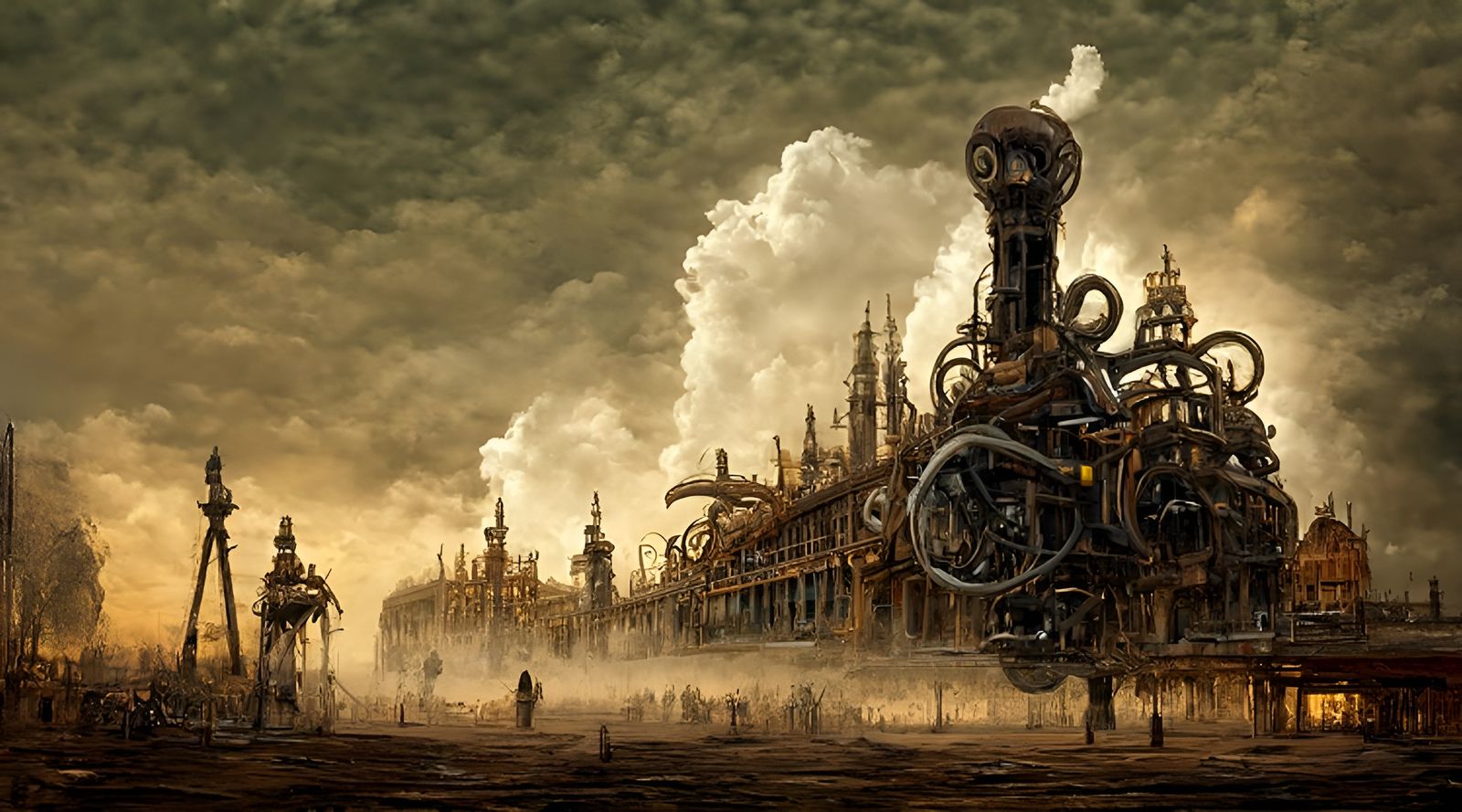 Sinister Steampunk Factory in Victorian Style