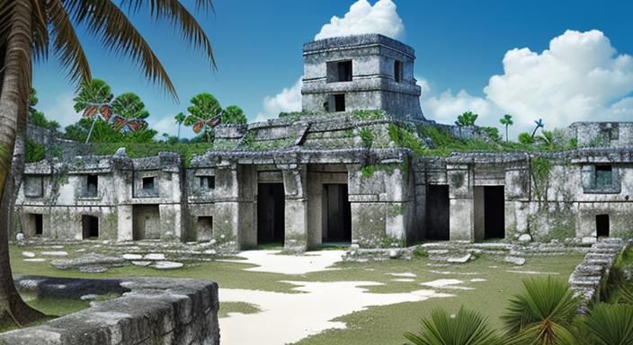 Photorealistic Mayan Castle Ruins at Tulum, Mexico