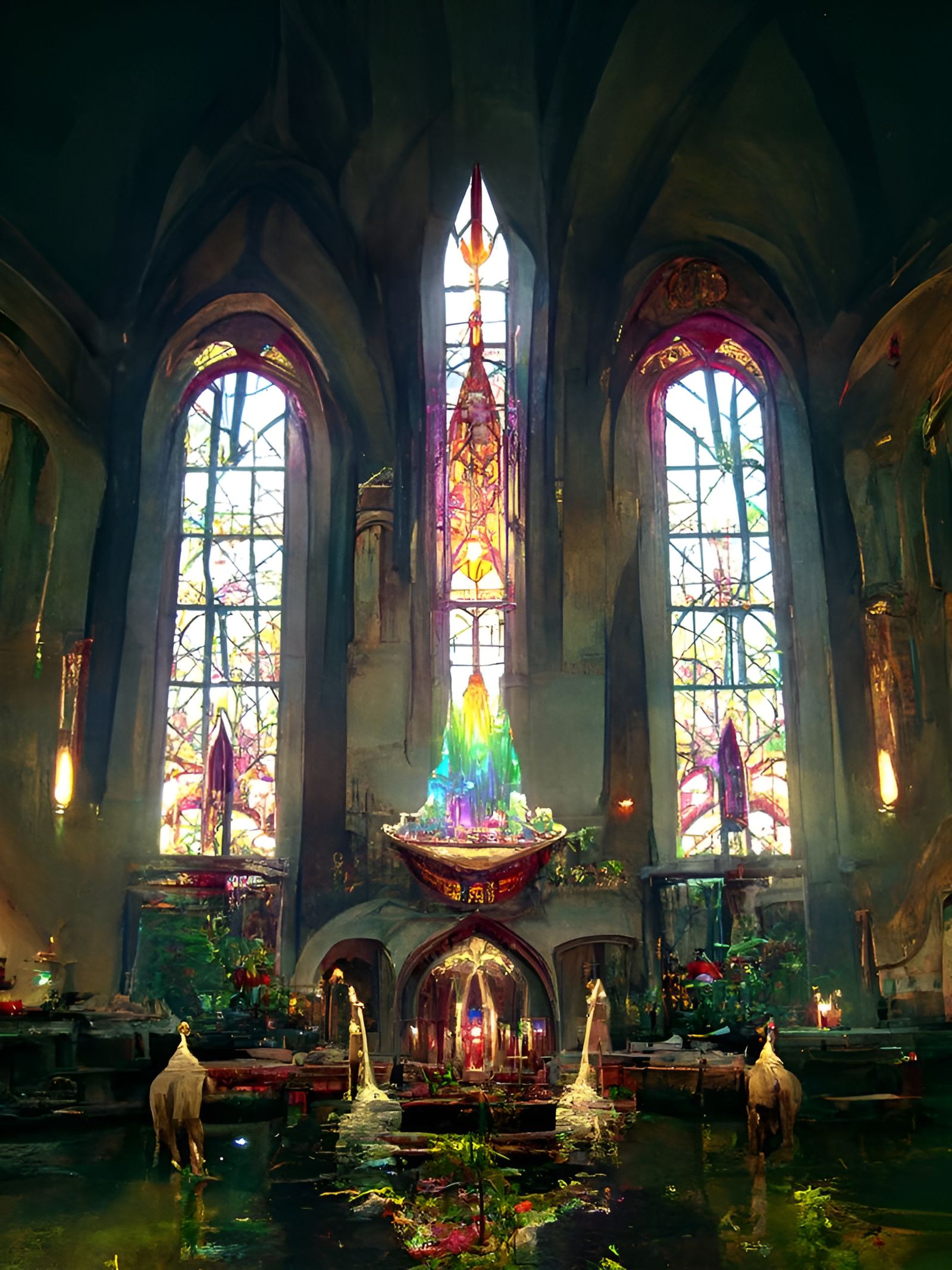 Unicorn Cathedral Interior with Magic Candles