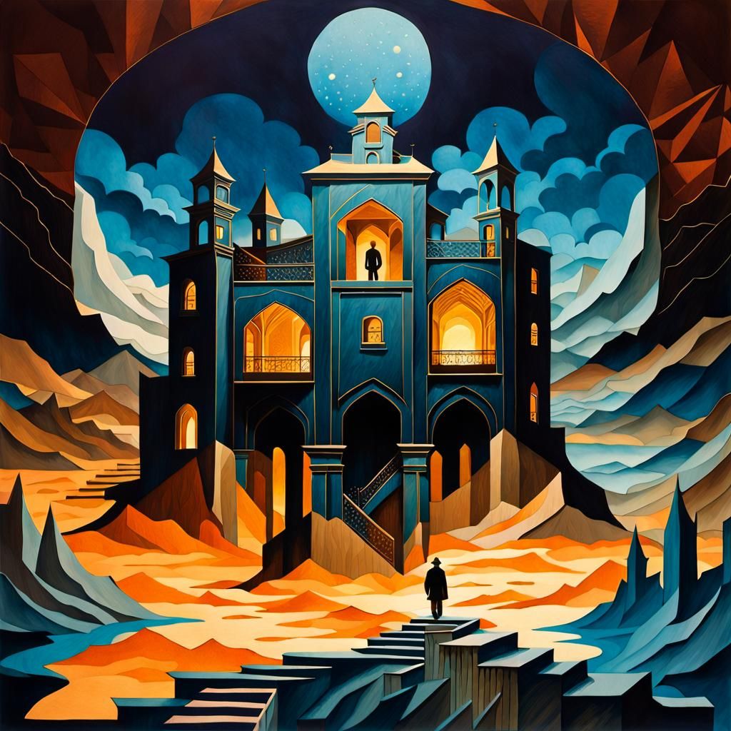 Eerie Liminal Space: Paper Collage in Surreal Style