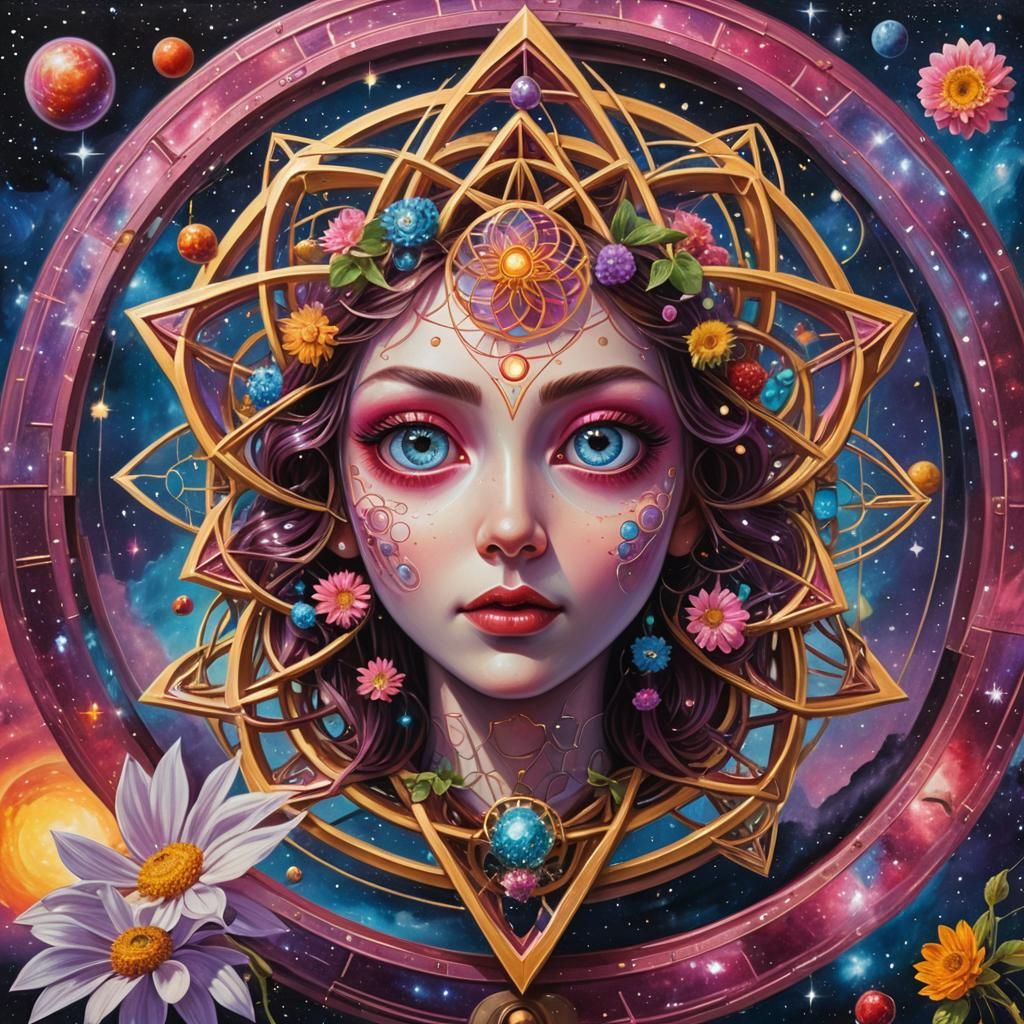 Merkaba in Double Torus: Hyperrealistic Oil Painting