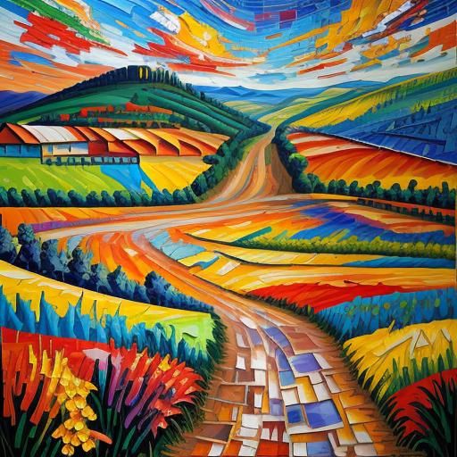 Expressionist Landscape with Thick Impasto Paint